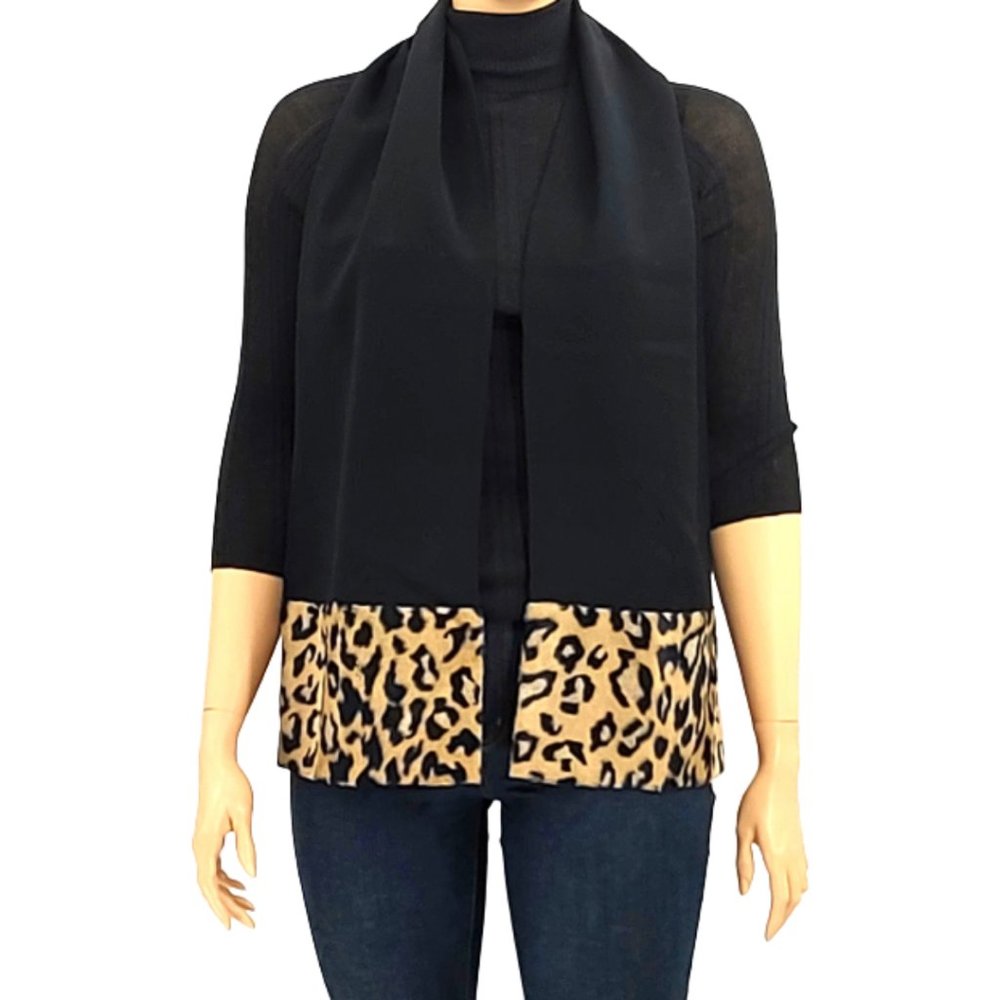 Carlisle Wool & Cashmere Black & Leopard Scarf
